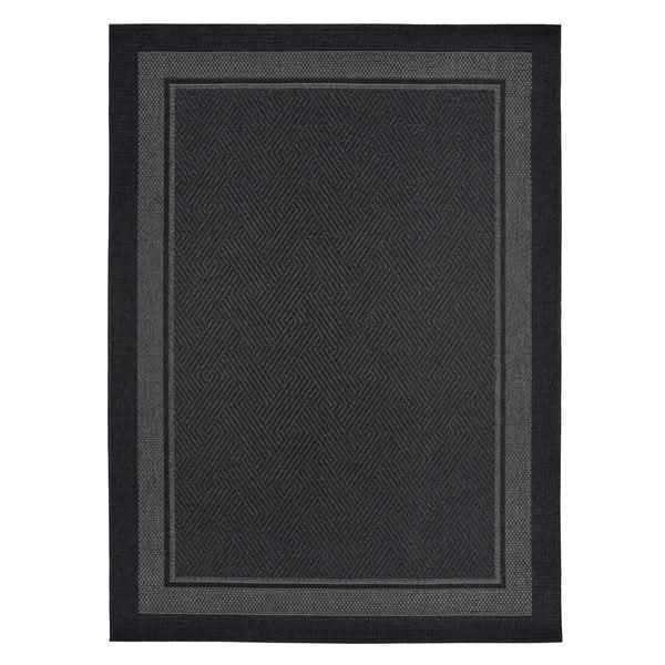 Ravenna Indoor/Outdoor Rug, Geo Border Charcoal