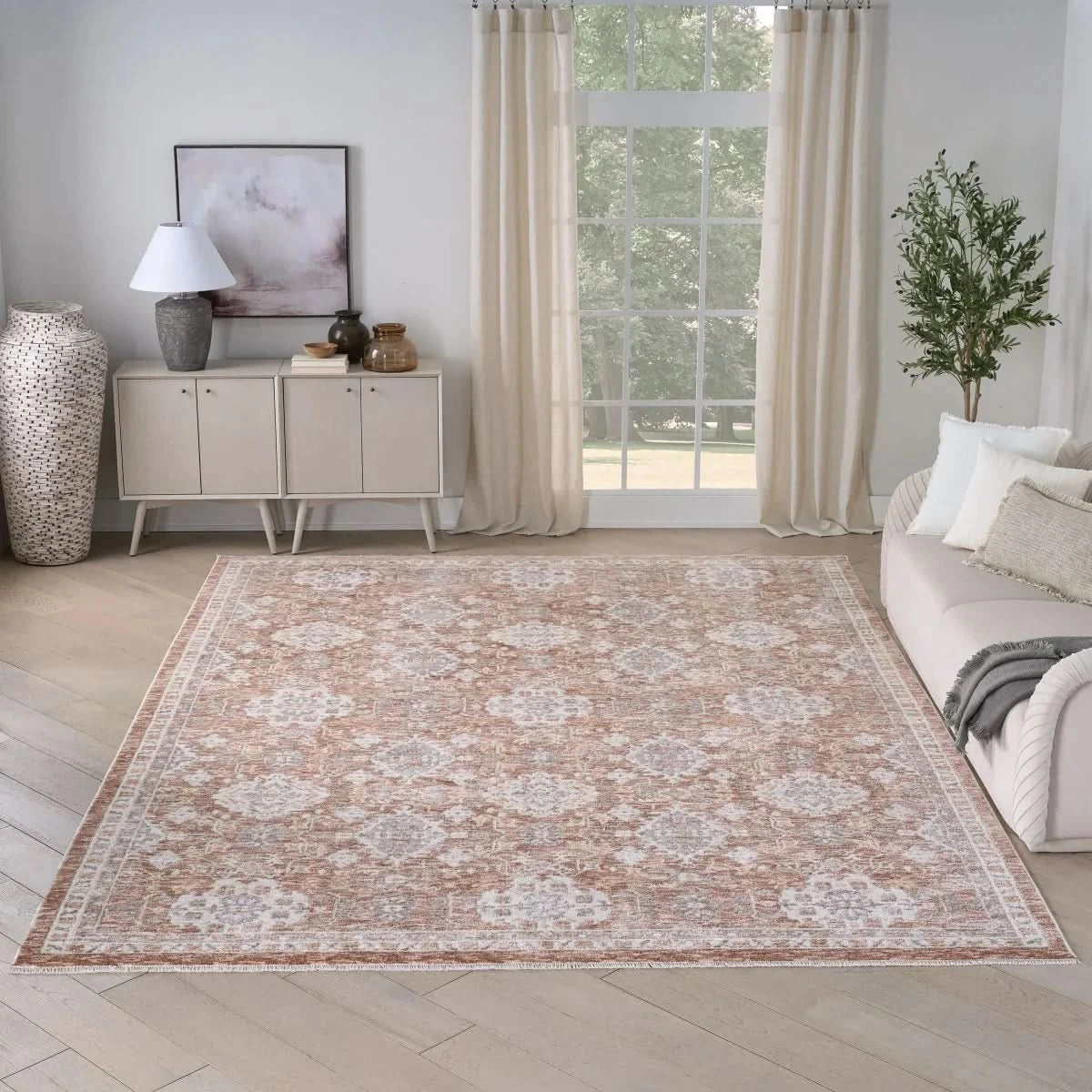 Nourison Hastings Area Rug Collection, Cian Ivory/Rust