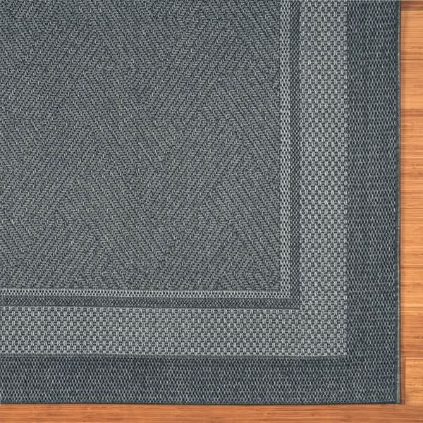 Ravenna Indoor/Outdoor Rug, Geo Border Silver