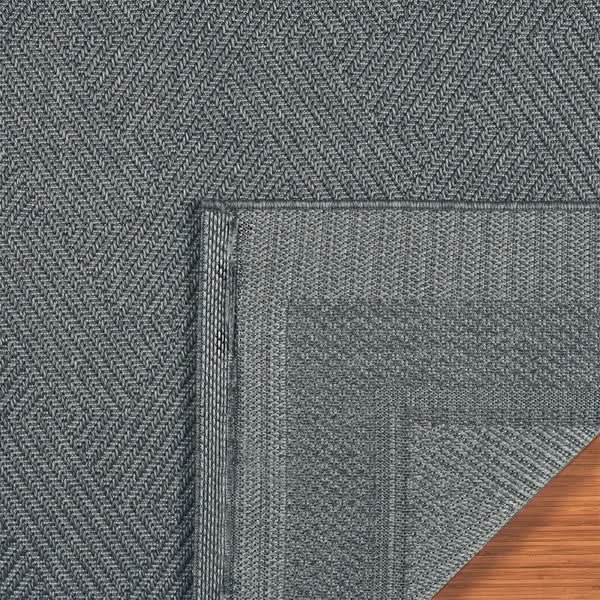 Ravenna Indoor/Outdoor Rug, Geo Border Silver