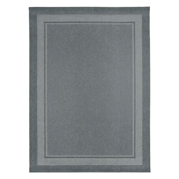 Ravenna Indoor/Outdoor Rug, Geo Border Silver