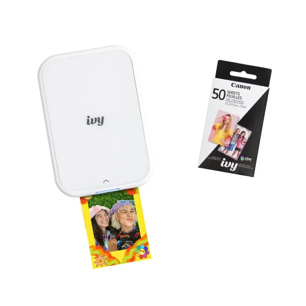 Canon IVY 2 Mini Photo Printer Bundle - White