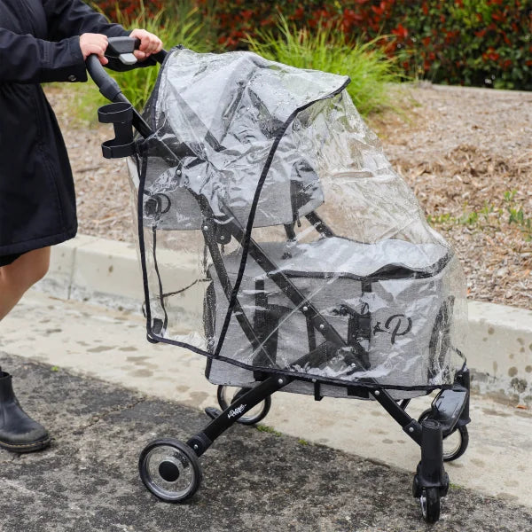 Petique Deluxe Double Decker Gray Pet Stroller With Accessory Bundle