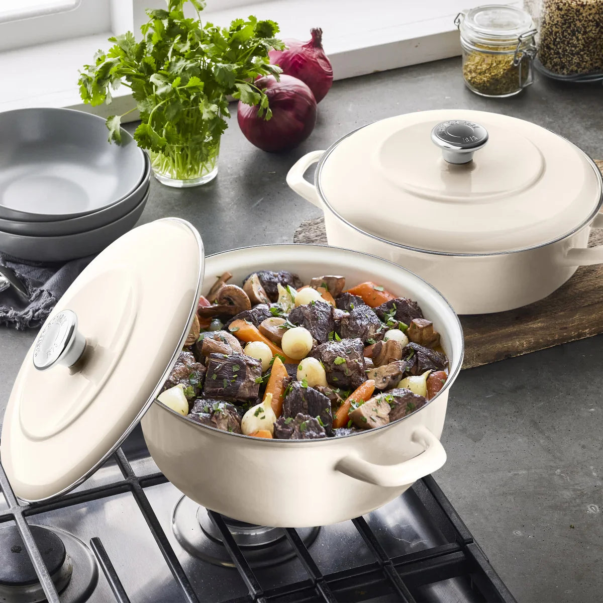 Merten & Storck 5.3-Quart Dutch Oven with Lid, 3.7-Quart Braiser with Lid, 2-pack