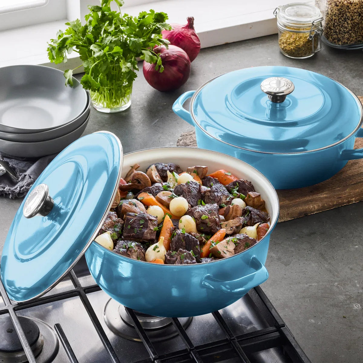 Merten & Storck 5.3-Quart Dutch Oven with Lid, 3.7-Quart Braiser with Lid, 2-pack