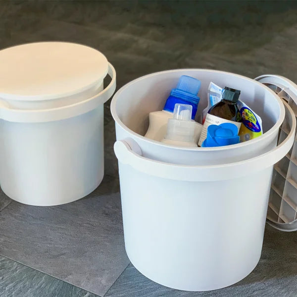 4-Gallon Decorative Storage Bucket with Lid & Handle, 4-pack