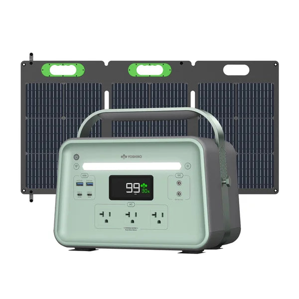 Yoshino Portable Power Station (660W Output/900W Peak) w/ 100W Solar Panel