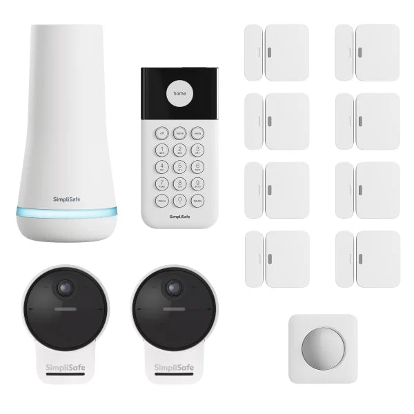 SimpliSafe Security System with 2 Outdoor Camera Series 2, 13-piece