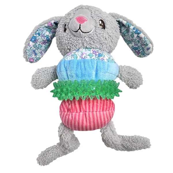 Happy Tails Ring Rascals, Flamingo, Octopus, Rabbit Dog Toys, 3-count