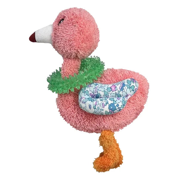 Happy Tails Ring Rascals, Flamingo, Octopus, Rabbit Dog Toys, 3-count