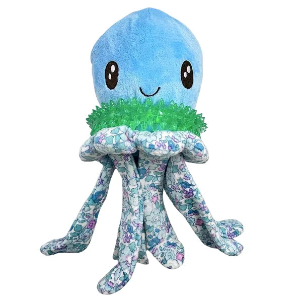 Happy Tails Ring Rascals, Flamingo, Octopus, Rabbit Dog Toys, 3-count