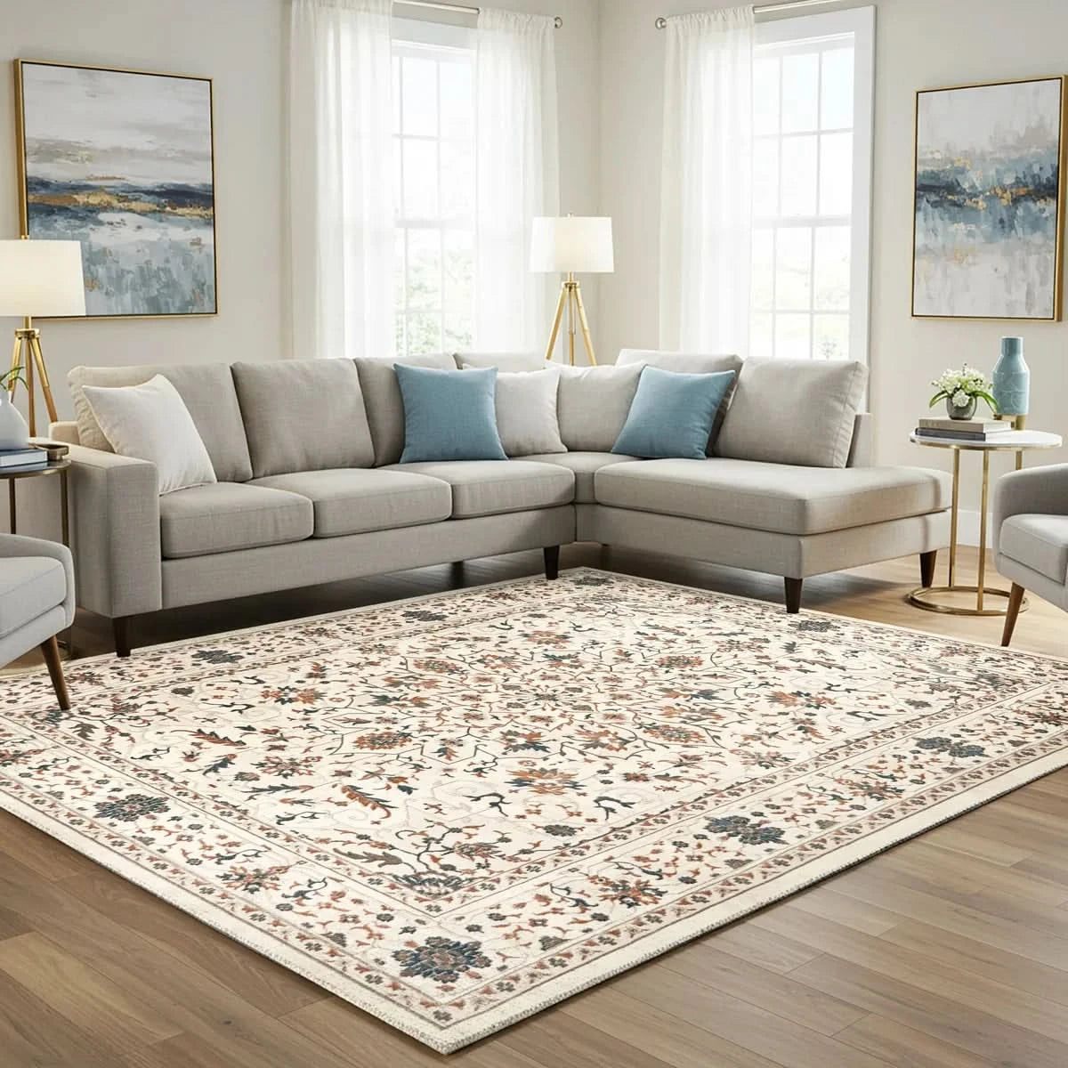 Hampton Court Area Rug Collection, Pienza Ivory