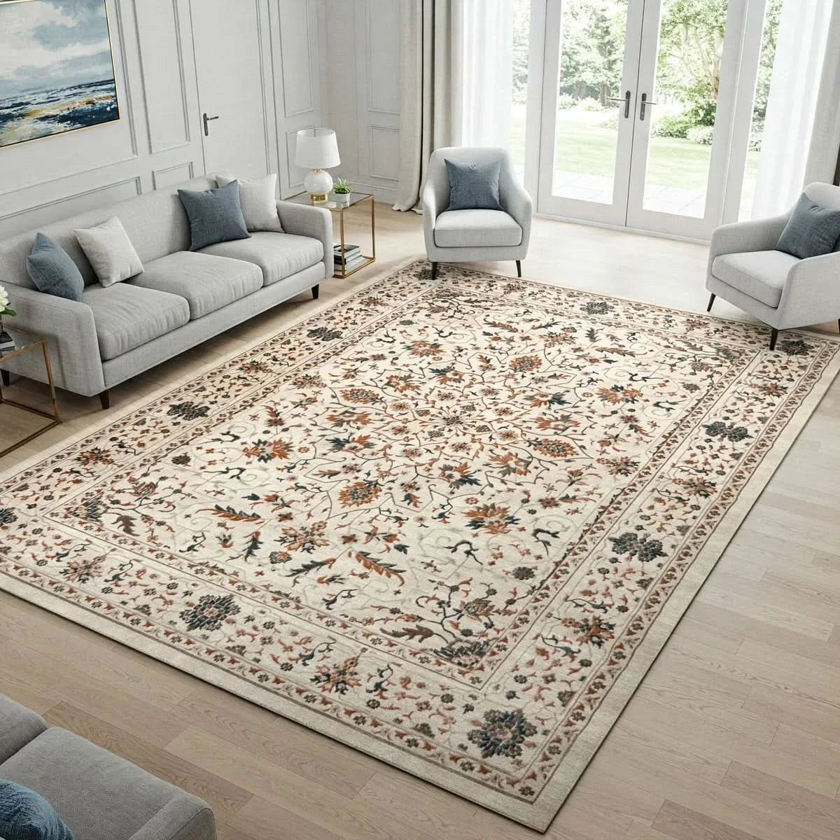 Hampton Court Area Rug Collection, Pienza Ivory