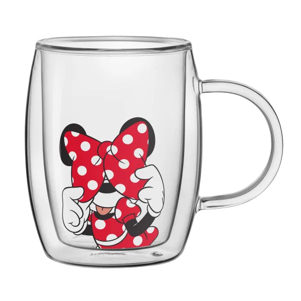 JoyJolt Disney Peek-a-Boo 13.5 oz Double Wall Glass Mug, Set of 4