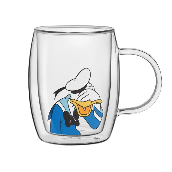 JoyJolt Disney Peek-a-Boo 13.5 oz Double Wall Glass Mug, Set of 4