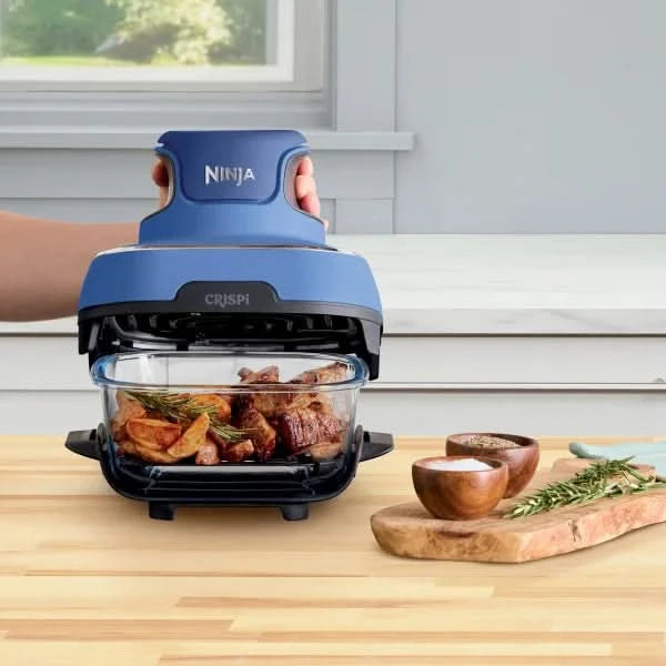 Ninja Crispi 5-in-1 Portable Glass Air Fry Cooking System, 3 Containers & Cover