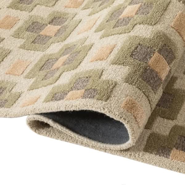 Obeetee Retro Hand Tufted Wool Area Rug, Glamour Green