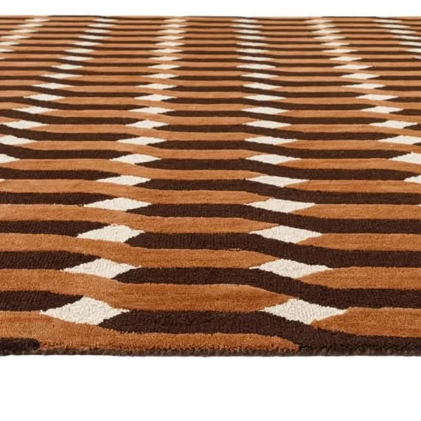 Obeetee Retro Hand Tufted Wool Area Rug, Allure Rust