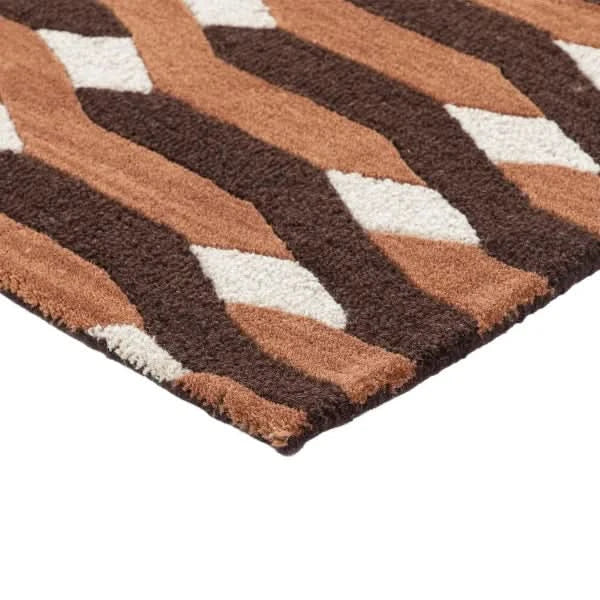 Obeetee Retro Hand Tufted Wool Area Rug, Allure Rust