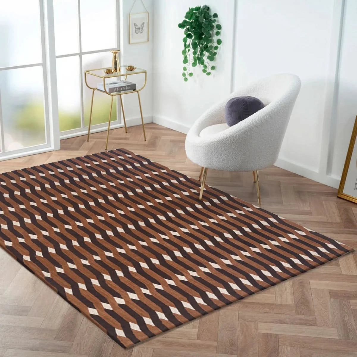 Obeetee Retro Hand Tufted Wool Area Rug, Allure Rust