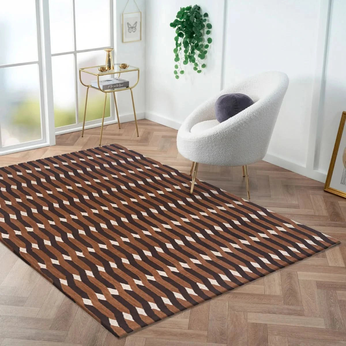 Obeetee Retro Hand Tufted Wool Area Rug, Allure Rust