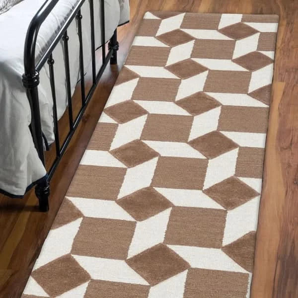 Obeetee Retro Hand Tufted Wool Area Rug, Nova Rust