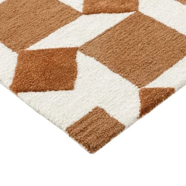 Obeetee Retro Hand Tufted Wool Area Rug, Nova Rust