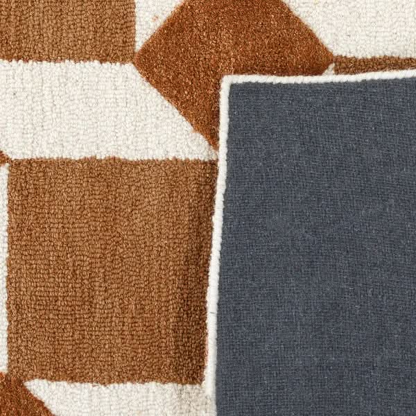 Obeetee Retro Hand Tufted Wool Area Rug, Nova Rust