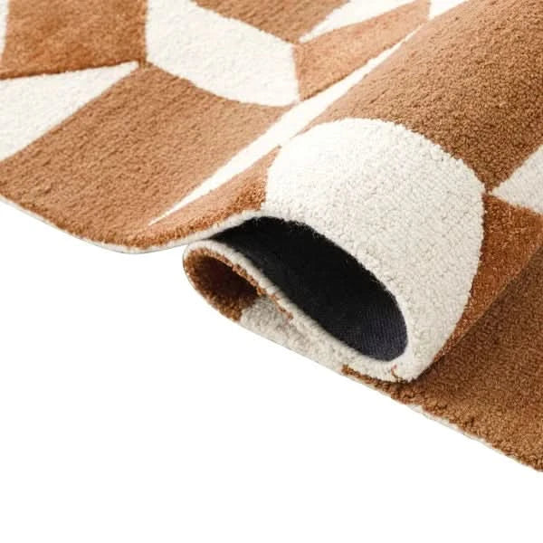 Obeetee Retro Hand Tufted Wool Area Rug, Nova Rust