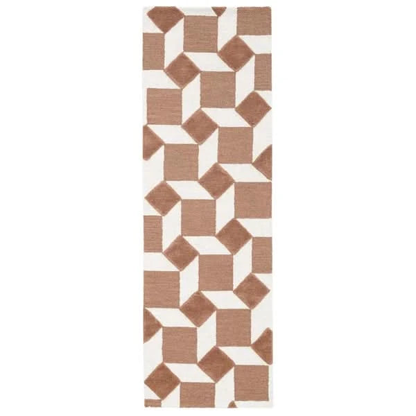 Obeetee Retro Hand Tufted Wool Area Rug, Nova Rust