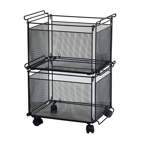 Artesa Presa Set of 2 Stacking Storage Baskets with Wheels