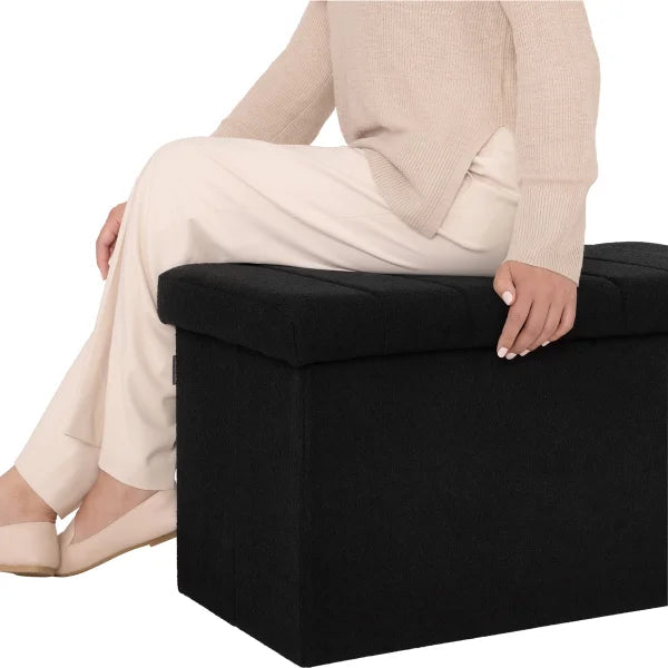 Seville Classics Boucle Foldable Storage Trunk