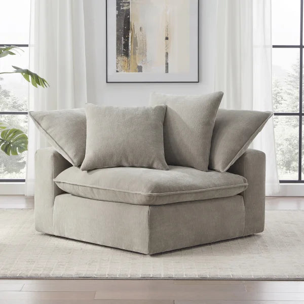 Sereen Fabric Corner Chair with 2 Pillows, Taupe