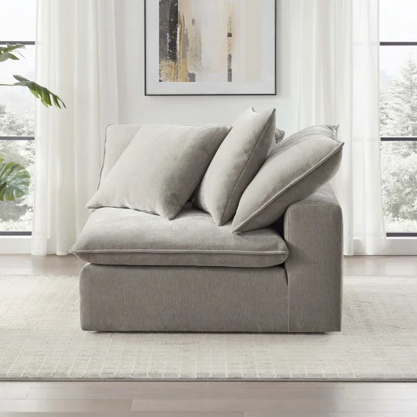 Sereen Fabric Corner Chair with 2 Pillows, Taupe