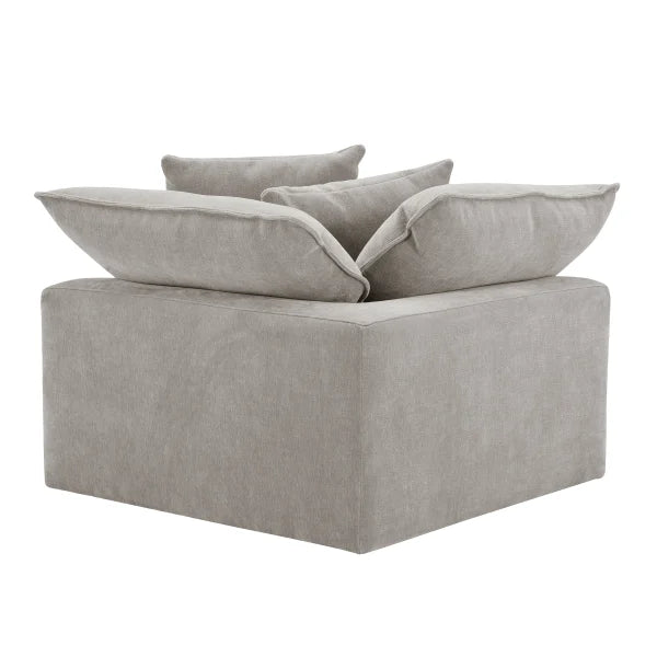 Sereen Fabric Corner Chair with 2 Pillows, Taupe