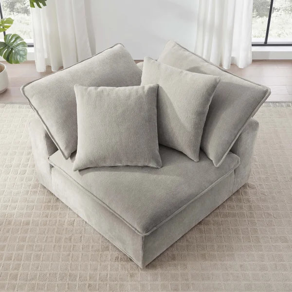 Sereen Fabric Corner Chair with 2 Pillows, Taupe