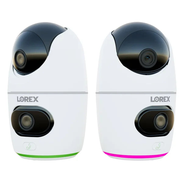 Lorex 2K Dual Lens Indoor Pan-tilt Wi-Fi Security Camera, 2-pack