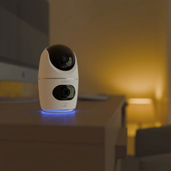 Lorex 2K Dual Lens Indoor Pan-tilt Wi-Fi Security Camera, 2-pack