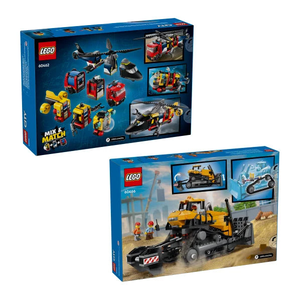 LEGO CITY Bulldozer and Helicopter, Fire Truck and Submarine Remix Bundle