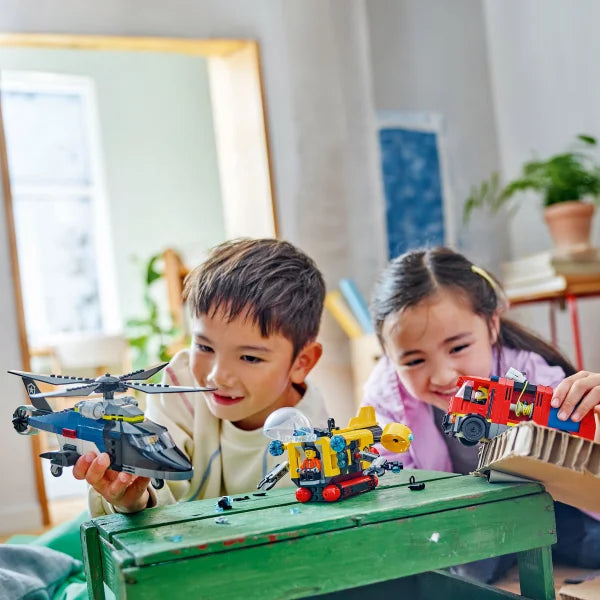 LEGO CITY Bulldozer and Helicopter, Fire Truck and Submarine Remix Bundle