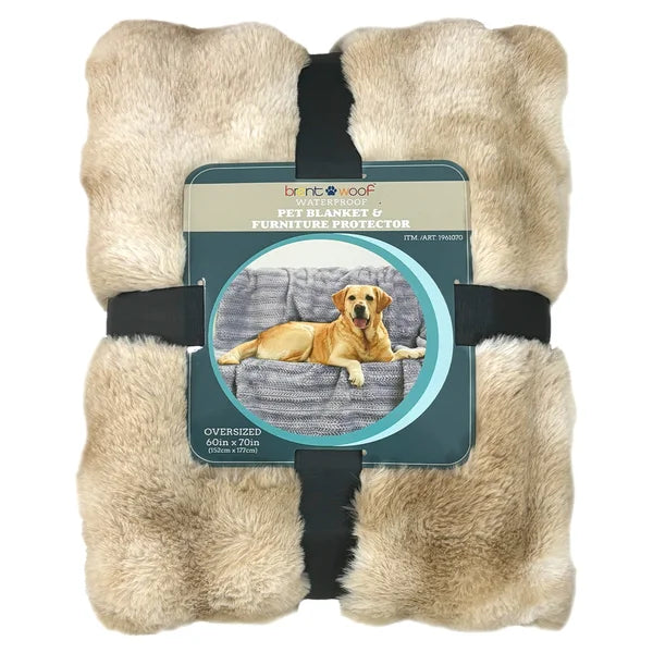 Brentwood Oversized Waterproof Pet Blanket and Furniture Protector, Bubble Fur