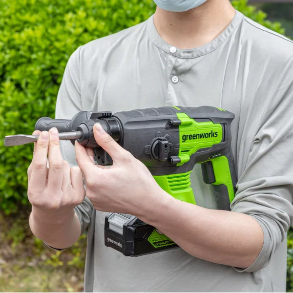 Greenworks 24V SDS-plus 2J Brushless Rotary Hammer Drill with 4.0Ah USB Battery and Charger