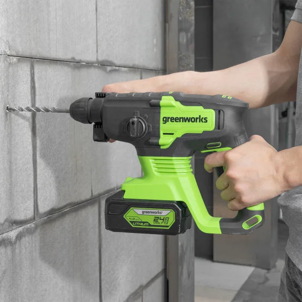 Greenworks 24V SDS-plus 2J Brushless Rotary Hammer Drill with 4.0Ah USB Battery and Charger