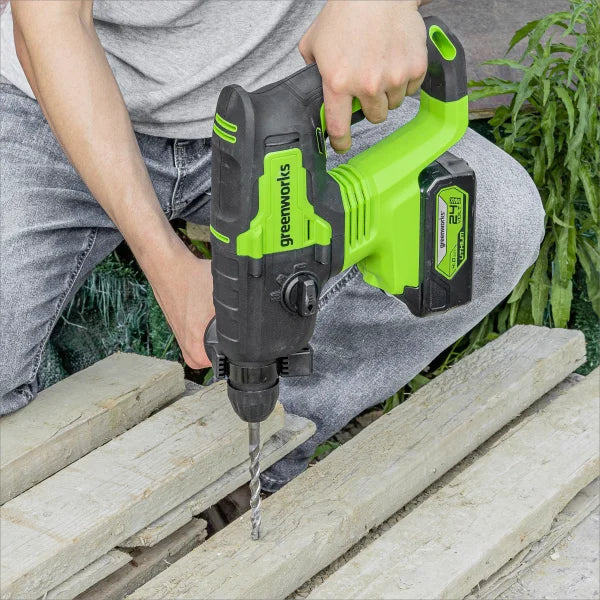 Greenworks 24V SDS-plus 2J Brushless Rotary Hammer Drill with 4.0Ah USB Battery and Charger