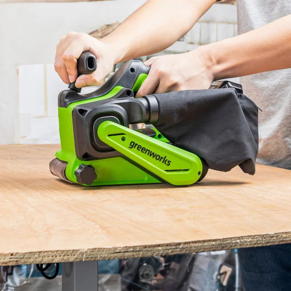 Greenworks 24V Brushless Cordless Belt Sander, Dust Bag, 4Ah Battery