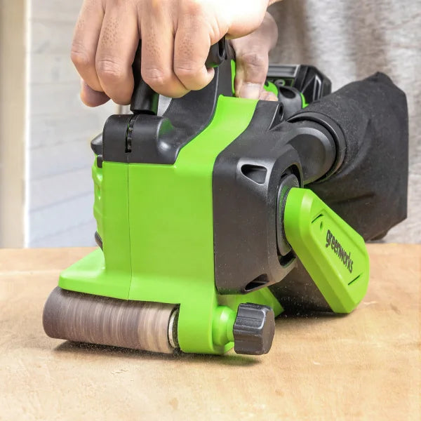 Greenworks 24V Brushless Cordless Belt Sander, Dust Bag, 4Ah Battery
