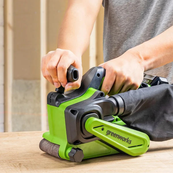 Greenworks 24V Brushless Cordless Belt Sander, Dust Bag, 4Ah Battery