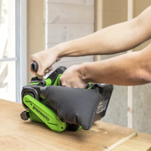 Greenworks 24V Brushless Cordless Belt Sander, Dust Bag, 4Ah Battery