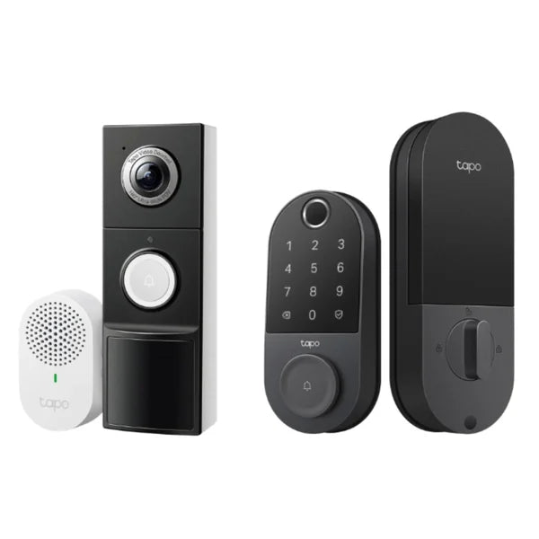 TP Link Tapo 2K Doorbell Camera, Indoor Chime and Smart Deadbolt Lock with 6 Ways to Unlock