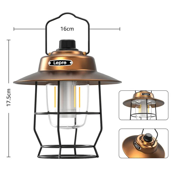 Lepro Vintage LED Rechargeable Metal Camping Lantern